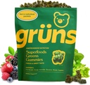 Gruns adulte Super Greens Gummies - Superfood Gummy Bears avec Spiruline, Chlorella et prébiotiques pour la santé digestive - Supplément adaptogène avec 20 vitamines et minéraux, faible sucre- 2 semaines d'approvisionnement