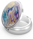 Pill Box 3 Compartiment Médicament Pill Case Portable for Pocket or Purse Pill Boxes Decorative Metal Medicine Vitamine Organizer Unique Gift (Abstract Marble)