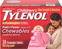 Chewables Tylenol pour enfants, Acétaminophène pour soulagement de la douleur et de la fièvre, Gum bulle, 24 ct