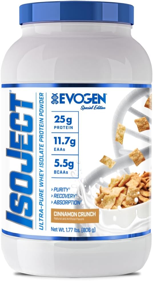 Isoject d'Evogen - Isolate de protéines de lactosérum Ultra-Pure Poudre de protéines de lactosérum avec enzymes d'igniteur, BCAAs et EAAs