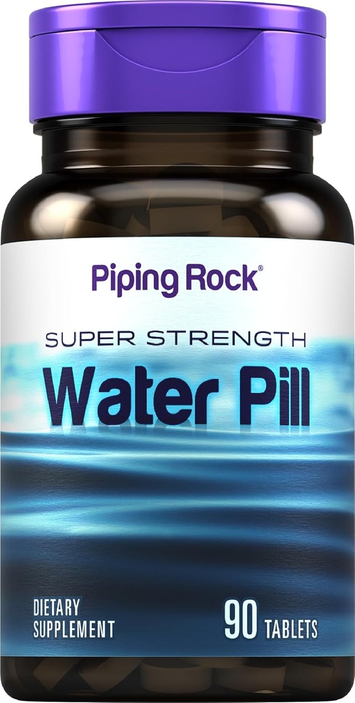 Piping Rock pilule d'eau pour hommes et femmes de 90 comprimés de Super Strength Supplément de Végétarien, Non-OGM, Sans gluten