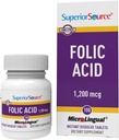 Source supérieure Acide folique 1200 mcg - Supporte le système cardiaque, immunitaire et nerveux - 100 comprimés sublinguals