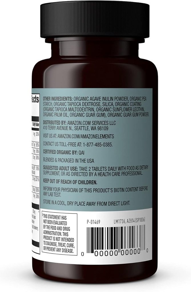 Éléments Complexe biologique d'aliments entiers B, 60 comprimés (paquet de 2)