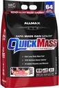ALLMAX Nutrition QUICKMASS, banane aux fraises - 10 lb - Catalyseur de gain de masse rapide - Jusqu'à 64 grammes de protéines par portion - 3:1 Rapport glucides/protéines - Zéro gras trans - Jusqu'à 70 portions