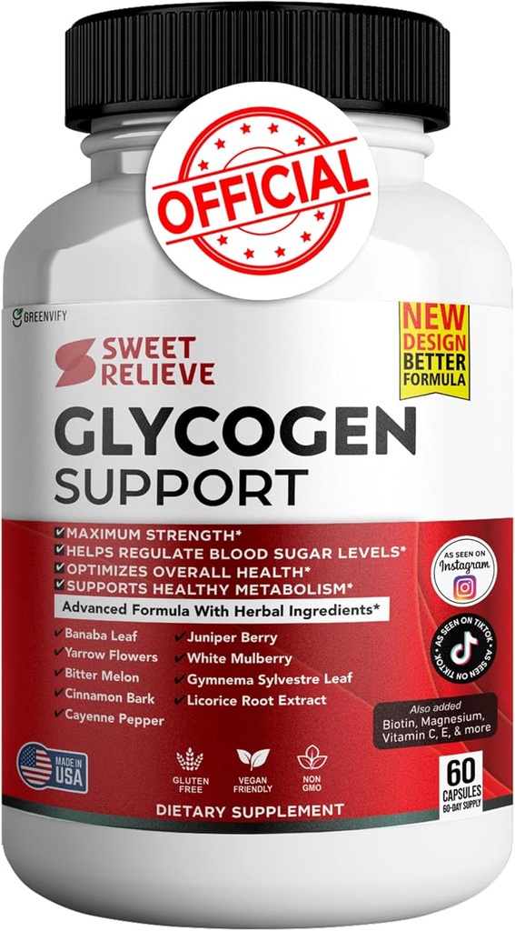 Sweet Relieve Glycogen Support Joints Blood Vessel Cleaner Supplement - Glycogen Support Capsules Sweetrelief Formula Glyco Optimizer – 60 Capsules