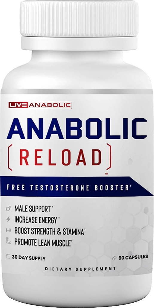 LiveAnabolic - Recharge anabolique - Source de vitamine D - 60 capsules, 30 jours d'approvisionnement - aide à améliorer les niveaux d'énergie, la force et l'endurance - soutient le développement musculaire lean - avec Ashwagandha et Forskolin