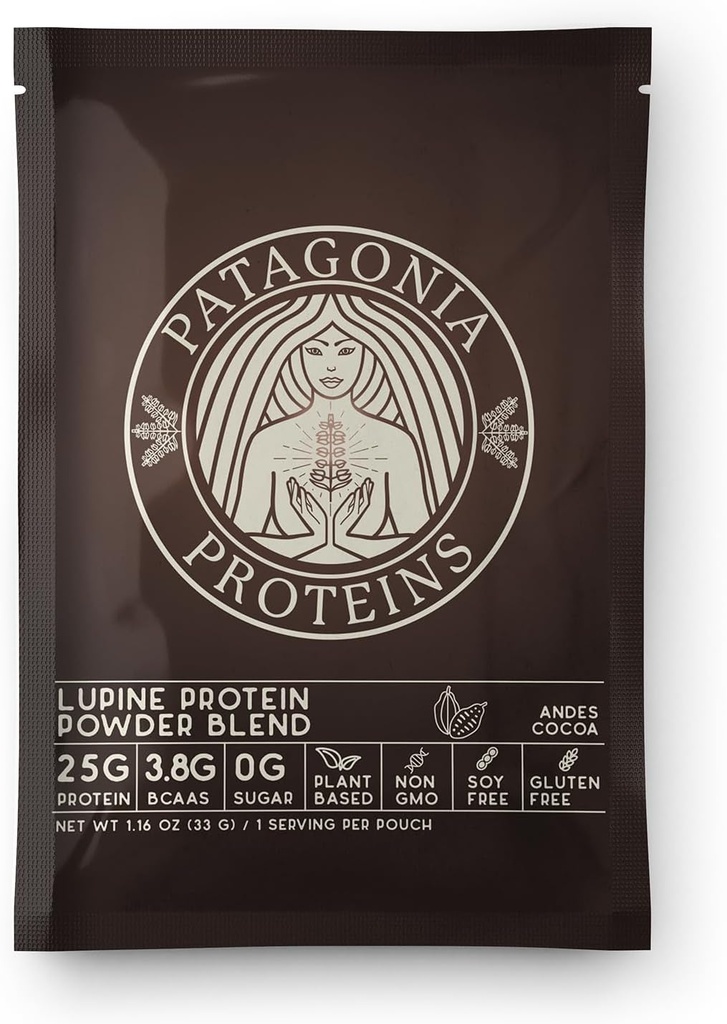 Protéines végétales récoltées en Patagonie, 25g, 110 Cal, 3,8g BCAAs, à base végétale, non OGM, sans sucre, sans soja, sans gluten (Andes Coca, 1 portion)