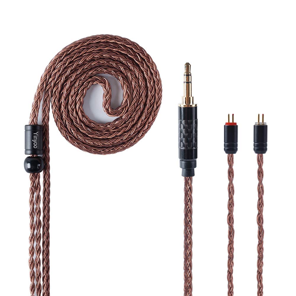 YINYOO Earphone Câble de remplacement 16 Cores Cable unique en cristal Cable en cuivre Earphone Cable pour kz zst zs10-pro zsn-pro-x edx-pro zs10-pro-x dqs cca CRA c10 c12(2pins, 3,5mm Jack)