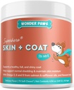 Wonder Paws Skin & Coat Supplément pour les chiens à l'huile de saumon, Omega 3 & 6, EPA & DHA, favorise la santé de la peau et du manteau, le soulagement des démangeaisons, la santé articulaire et globale, le goût délicieux, 70 peau et manteau