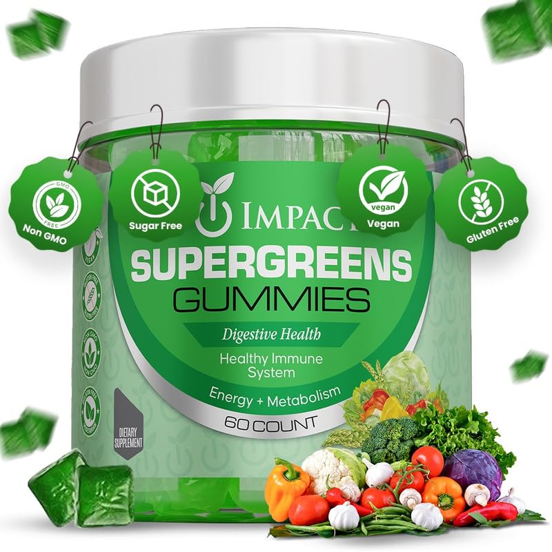Supergreen Veggies Gummies - Gummies de fibre végétarienne pour adultes et enfants - Superaliments verts quotidiens avec 35+ Vitamines essentielles et soutien Immunity & Gut Health - 4g de fibre par deux Gummy (60 comte)