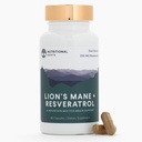 Racines nutritionnelles - Manille de Lion + Resvératrol - Avec 800mg Extrait de Mane de Lion et 350mg Trans-Resvératrol par service - Soutient la santé du cerveau et du coeur - Complément alimentaire - 1 mois d'approvisionnement - 60 capsules