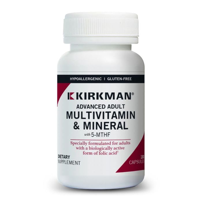 Kirkman - Multivitamine et minéral avancé pour adultes avec 5-MTHF - 180 capsules - Potent Broad Spectrum Vitamine/Mineral Supplement - Supporte le chiffre d'affaires cellulaire - Hypoallergénique