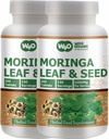 Moringa Oleifera Feuille et poudre de graines (80:20) Ratio 300 Pills(Tablettes), 150 portions, 1000 mg. Supplément à base de plantes malunggay non enrobées, sans revêtement chimique, Superfood vert. Boîte de 2.