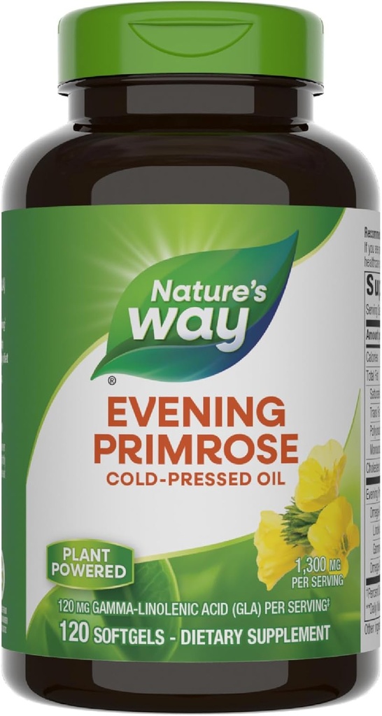Nature's Waying Primrose Oil, pressé à froid, 120 mg GLA par portion(1), 120 Softgels (paquetage mai Vary)