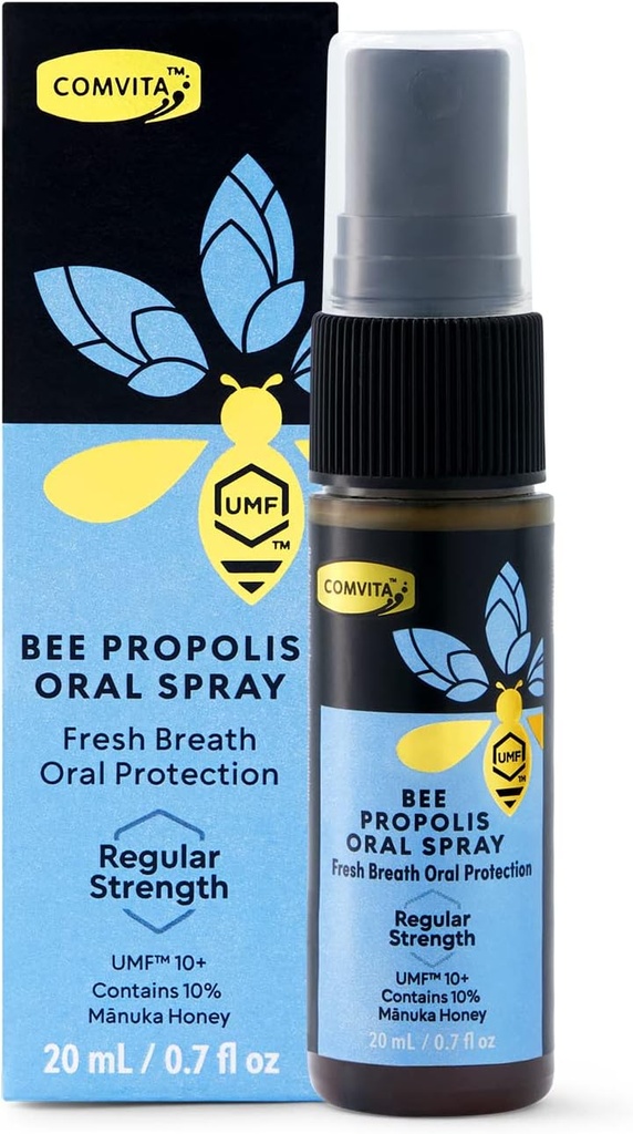 Spray de gorge de propolis d'abeille Comvita - Soutien naturel immunitaire, apaisante menthe saveur avec la Nouvelle-Zélande UMF 10+ Manuka miel, antioxydant, supplément alimentaire - 0,7 fl oz