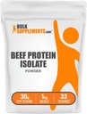 BulkSupplements.com Poudre isolate de protéines de boeuf - Poudre de protéines sans lactose, Poudre de protéines de boeuf - Sans aromatisants et sans gluten, 30g par portion, 1kg (2,2 lbs) (paquet de 1)