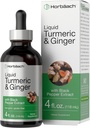 Horbaach Turcuma et supplément de gingembre gouttes de 4 fl oz avec extrait de poivre noir.