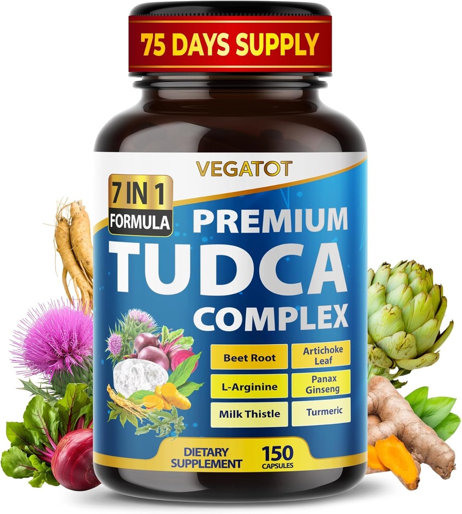 VEGATOT TUDCA Formule de soutien – Complexe acide tauroursodéoxycholique avec racine de betterave, thistle curcuma et lait – Soutien cellulaire et Wellness quotidien – 90 capsules – Fabriqué aux États-Unis