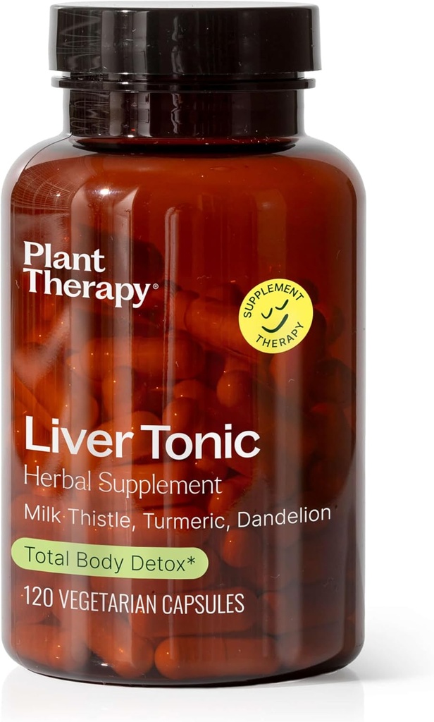 Plant Therapy Liver Tonic Herbal Supplement Capsules, soutient la fonction hépatique, détoxifiant pour la santé optimale, stimule naturellement les niveaux d'énergie, 120 capsules végétariennes (4 mois d'approvisionnement), Fabriqué aux États-Unis