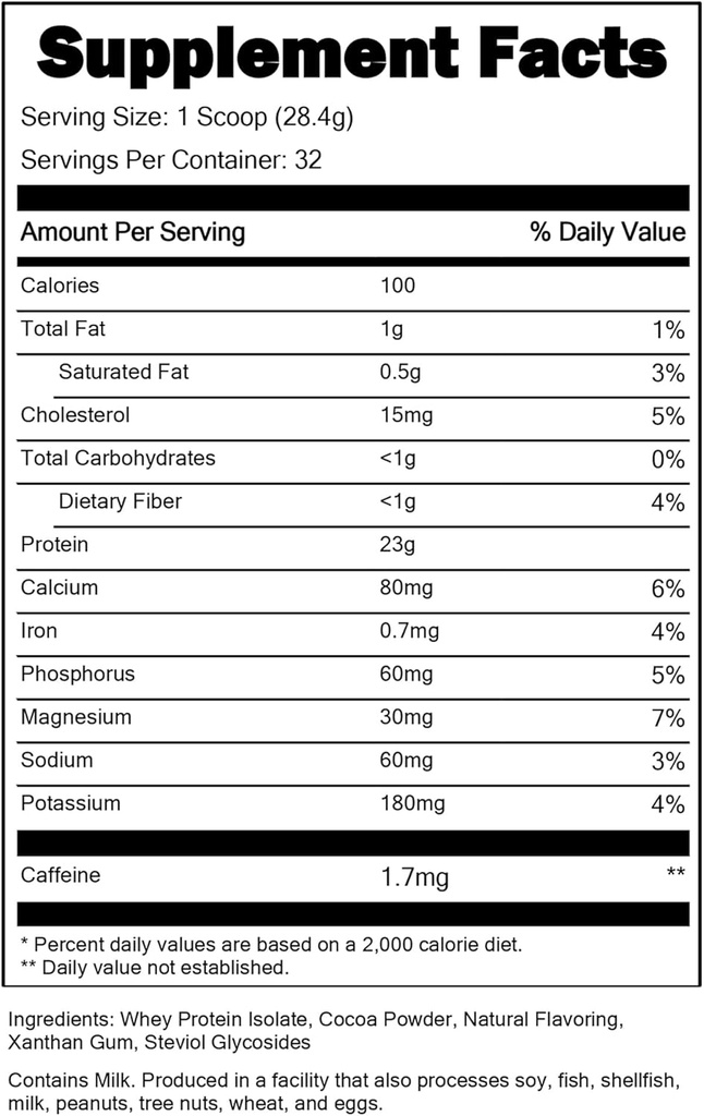 Portions Master CFM Poudre de protéines isolate de lactosérum, 2 LB, 23g Faible teneur en glucides, faible teneur en gras, traitée à froid, absorption rapide, croissance musculaire et soutien à la récupération (Brownie chocolatée)