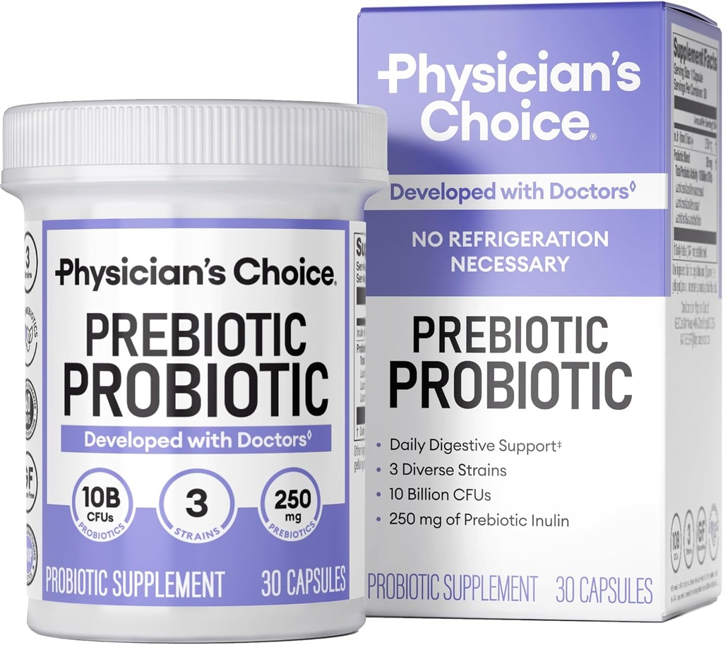 CHOIX de médecin Prébiotique-probiotique - Probiotiques multi-trains et prébiotiques synergiques -Conçu pour la santé digestive, soutenir le microbiome de Gut - puissant prépro pour la santé de Gut - pour les femmes et les hommes