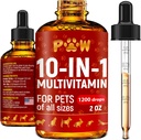 Multivitamines de chat – Vitamines B, C et D3 sous forme liquide – Vitamines et suppléments pour chiens de 10 en 1 pour aider aux allergies et aux UTI – Vitamines de chat pour la peau et le manteau – Glucosamine pour HIPS & Joints – 2 Oz