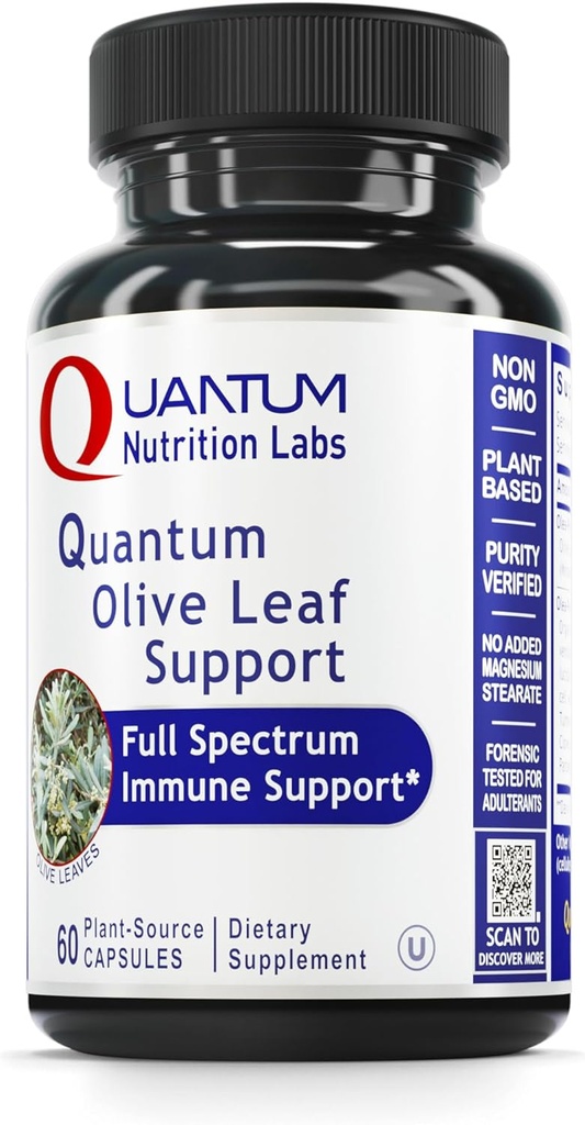 QNL Quantum Olive Leaf Support - Capsules d'extrait d'olive biologique - Supplément santé cardiaque pour les hommes et les femmes - Support immunitaire quotidien pour les adultes - 60 Capsules d'origine végétale