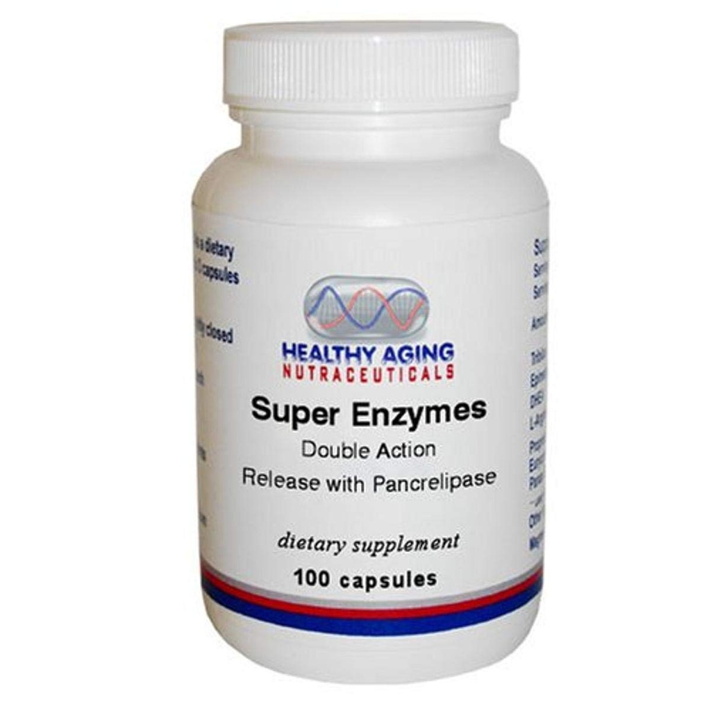 Super Enzymes Double action avec Pancrélipase 100 Capsules
