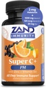 Zand Immunity Super C+ PM, Nighttime Immune Support Plus Mélatonine, 1000mg PureWay-C Vitamine C, Zinc, D3 & Elderberry, Absorption améliorée - 60 comprimés, 30 portions