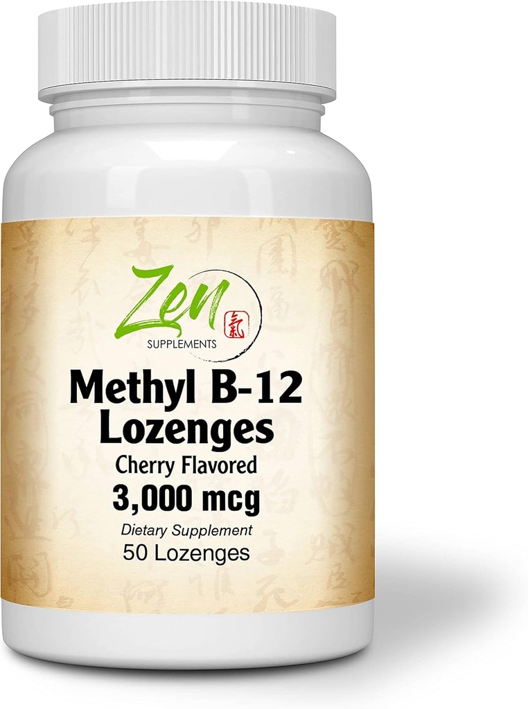 Supplément de vitamine Méthyle B-12 - avec vitamines B6, folate, biotine - Soutien santé cardiovasculaire, système immunitaire sain, cerveau et fonction nerveuse - 50 Lozenges