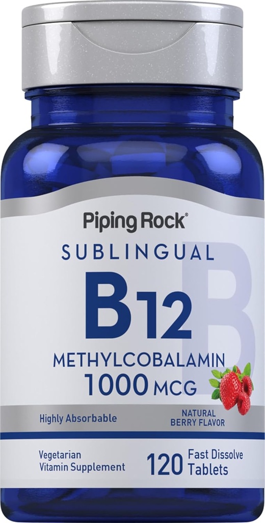 Piping Rock Vitamine B12 1000 mcg Sous-linguistique (120 comprimés) sous forme de méthylcobalamine