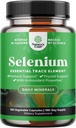 Capsules de sélénium sans levure 200mcg - supplément de sélénium haute puissance pour l'immunité antioxydant et thyroïdien support Trace minéral essentiel - Vegan Non-OGM sans gluten et fabriqué aux États-Unis (100 portions)