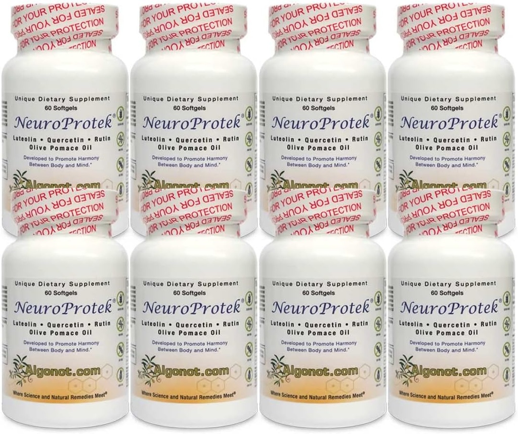 Algonot NeuroProtek 8 Pack: Les seuls produits liposomiques de lutéolin utilisant l'huile de pomace d'olive. Combinaison de lutéolin, Quercetin et Rutin dans l'huile de pomace d'olive (réglage de prix réduit)