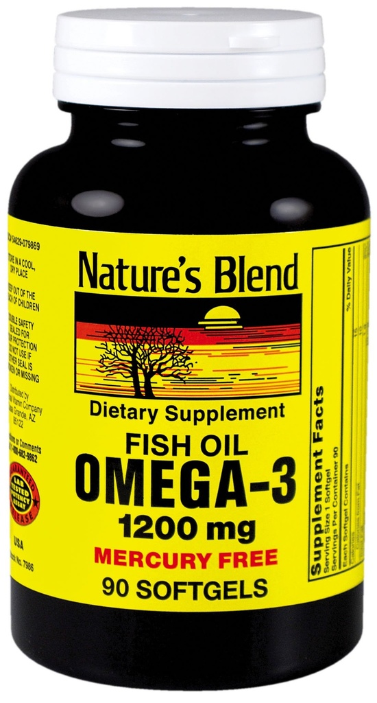 Mélange naturel Oméga-3 Huile de poisson 1200 mg 90 Softgels