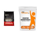 Optimum Nutrition Or Standard 100% poudre de protéines de lactosérum, crème glacée de vanille, 10 livres (emballage mai Vary) et suppléments en vrac poudre monohydratée micronisée de créatine (1 kilogramme)