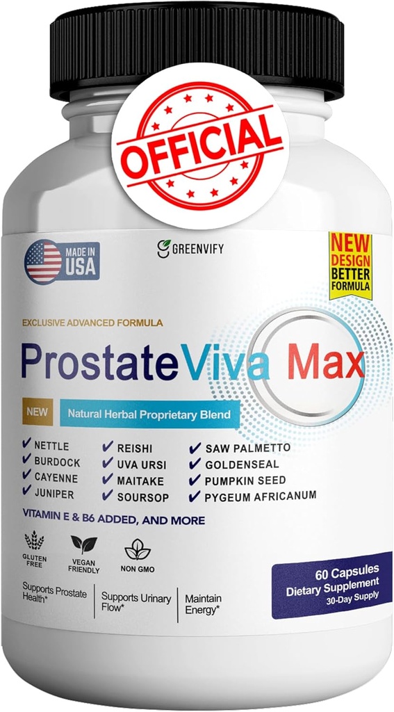 ProstateViva Max Prostate Suppléments pour les hommes Capsules, suppléments de santé - la force maximale, tout naturel pour soutenir la fonction normale et saine (60 capsules)