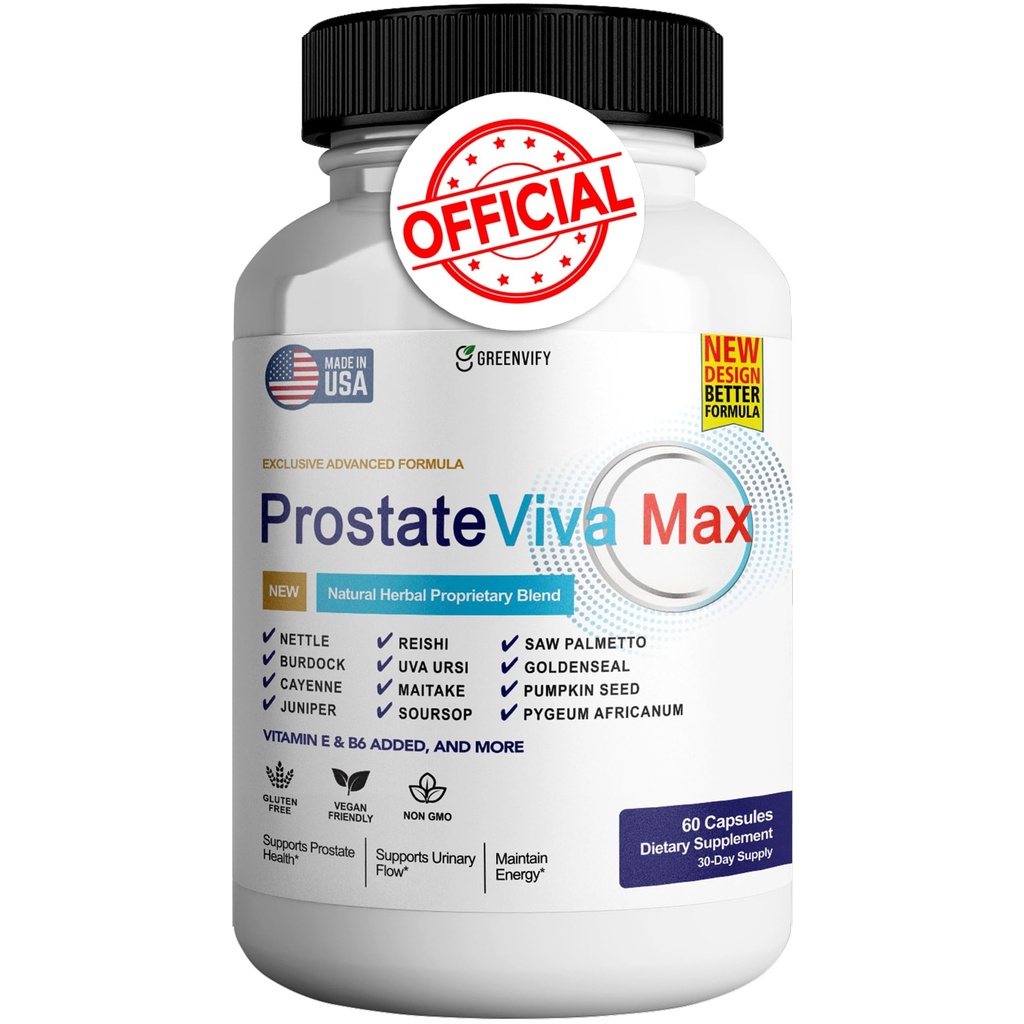 ProstateViva Max Prostate Supplements for Men Capsules, Health Supplements - Maximum Strength, All Natural to Support Normal & Healthy Function (60 Capsules)