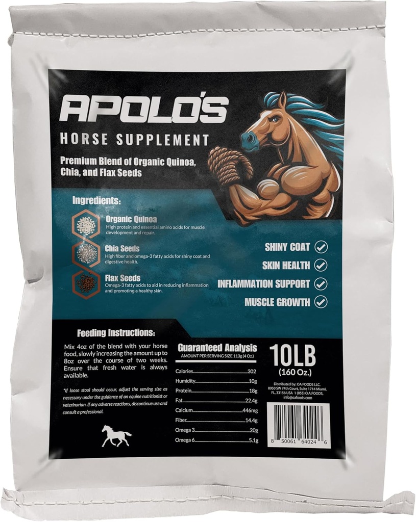 Greenfit APOLO'S Supplément 100% Cheval Naturel pour l'alimentation quotidienne – Soutien articulaire, Shine de Coat & Strength.