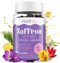 Gommies de safran 88,5 mg avec Magnésium, Suppléments de safran Max Strength avec millepertuis, GABA, Rhodiola, Rosemary et extraits de fleurs de passion pour l'humeur, Focus - 60 portions