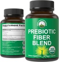 USDA Bio 3-en-1 Fibre Prébiotique - Capsules Vegan pour Gut, Santé Digestive. Prébiotiques crus à base de plantes alimentaires entières Pills supplément avec l'inuline (Artichaut de Jérusalem), fibre d'acacia, fibre solaire