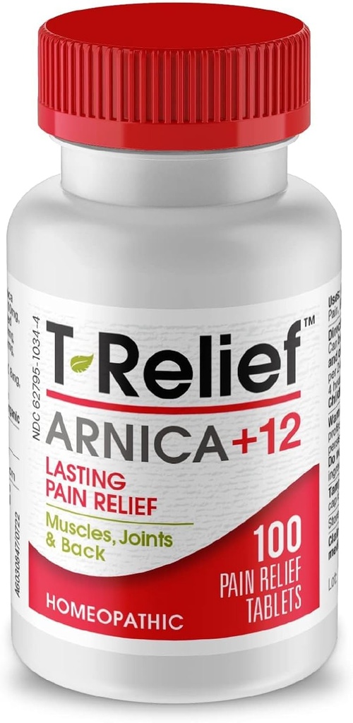 T-Relief Arnica +12 actifs naturels - Formule à action rapide du corps entier pour les femmes et les hommes - 100 comprimés