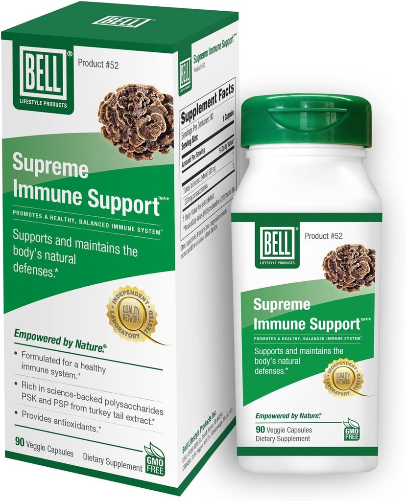 Bell Supreme Immune SupportTM Supplément de Champignon Unique Mélange avec Tuiles de Turquie Champignon -Un supplément naturel pour le Support de l'Immune, Unique Blend