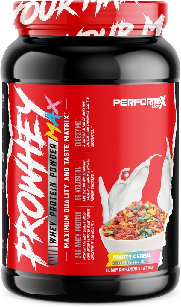 ProWhey Max Whey Protein Powder | Maximum Quality and Taste | 24g Protein with Added Digestive Enzymes | Delicious Flavors (Fruity Cereal, 2 Pounds)