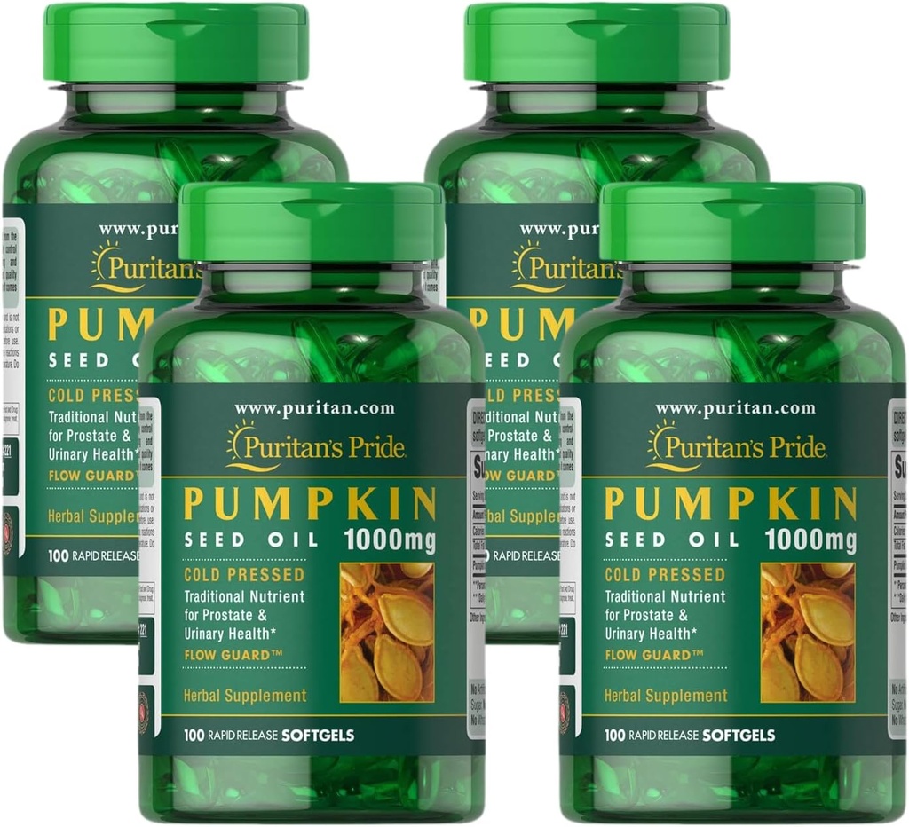 Pumpkin Seed Oil, Supports Prostate and Urinary Health White 100 Count (Pack of 4)