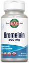 KAL Bromelain 500 mg, Supplément de digestion et de soutien articulaire, Enzymes digestifs, Extrait d'ananas, Désintégration rapide, Vegan, Fabriqué sans produits laitiers ou de soja, Verifié en laboratoire, 60 portions, 60 comprimés