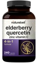 NatureBell Sambucus Elderberry Capsules, 5000mg Par portion avec Quercetin 500mg, Vitamine C et Zinc, 240 Count.