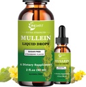 Extra Strength 2 000 mg gouttes de Mullein pour les poumons, supplément d'extrait de Mullein Leaf, sans alcool, haute absorption, puissante et naturelle gouttes de Mullein liquide végétalien pour le nettoyage pulmonaire, soutien immunitaire