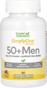 SuperNutrition multivitamine pour les hommes 50+, haute puissance, comprimés à croquer d'un jour/jour, approvisionnement 90 jours Berry sauvage 90 comte (paquet de 1)