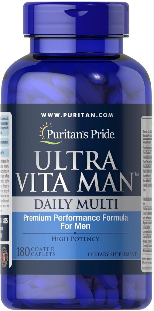 Puritan's Pride Ultra Vita Man High Potency Men's Daily Multivitamin with Time Release Technology, Dietary Supplement to Support Immune System and Cardiovascular Health, 3 Month Supply, 180 Count