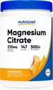 Poudre de citrate de magnésium Nutricost (Peach Mango, 500 grammes)